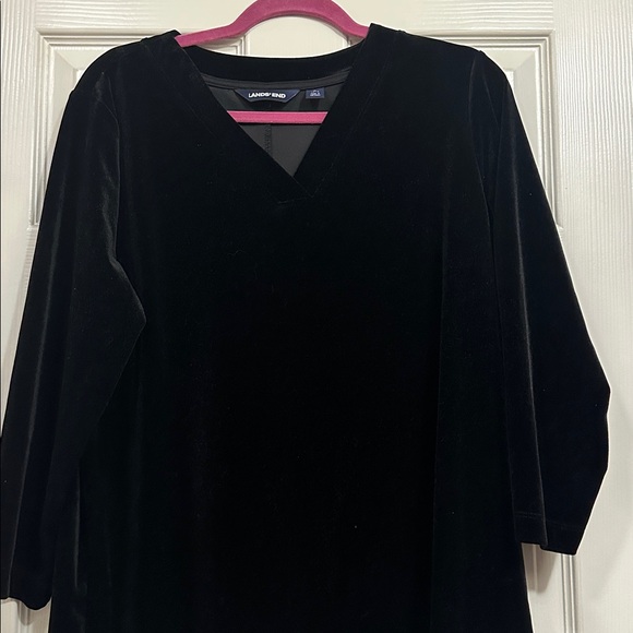 Lands' End Black Velvet long sleeved tunic large top - Picture 3 of 6